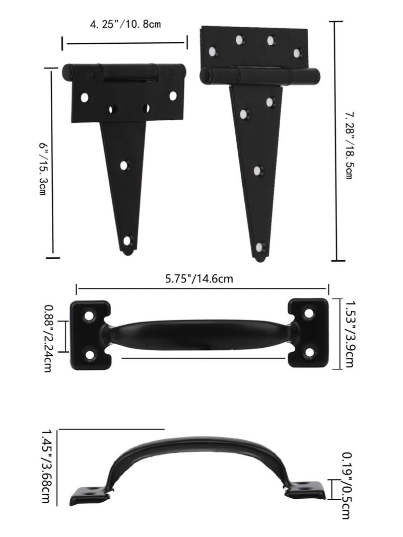 HOME MASTER HARDWARE Wood Gate Hardware Set- Heavy Duty 6" Gate Tee Hinge,Pull Set Gate Hardware Kit with Screws for Outdoor Fence Swing Gate Black Finish - Image 4